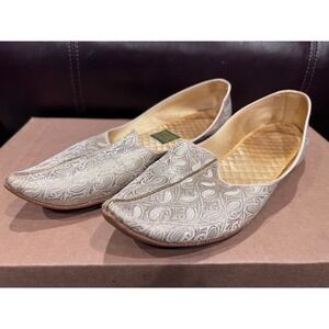 Vintage Metallic Gold Daniel‎ Green Comfy Slippers Women's Size 6 1960s Shoes
